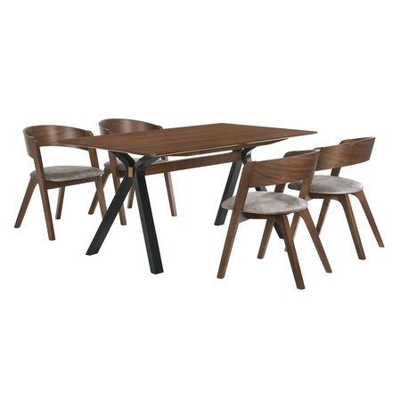 Armen Living Laredo and Jackie 5 Piece Walnut Rectangular Dining Set SETLRDIWA5E